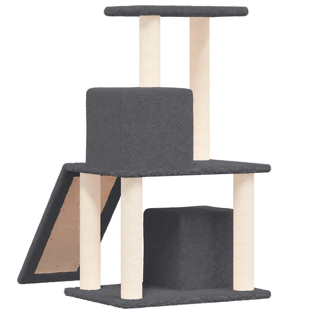 Petit arbre à chat en bois avec niche – Gris foncé – 82 cm – vue 5