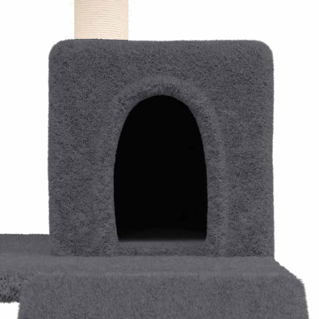 Petit arbre à chat en bois avec niche – Gris foncé – 82 cm – vue 6