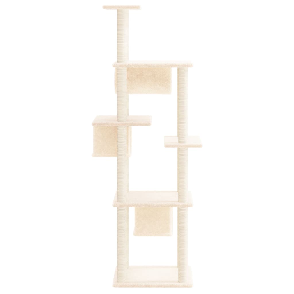 Arbre à chat en bois avec niche avec tunnel – Crème – 169 cm – vue 4