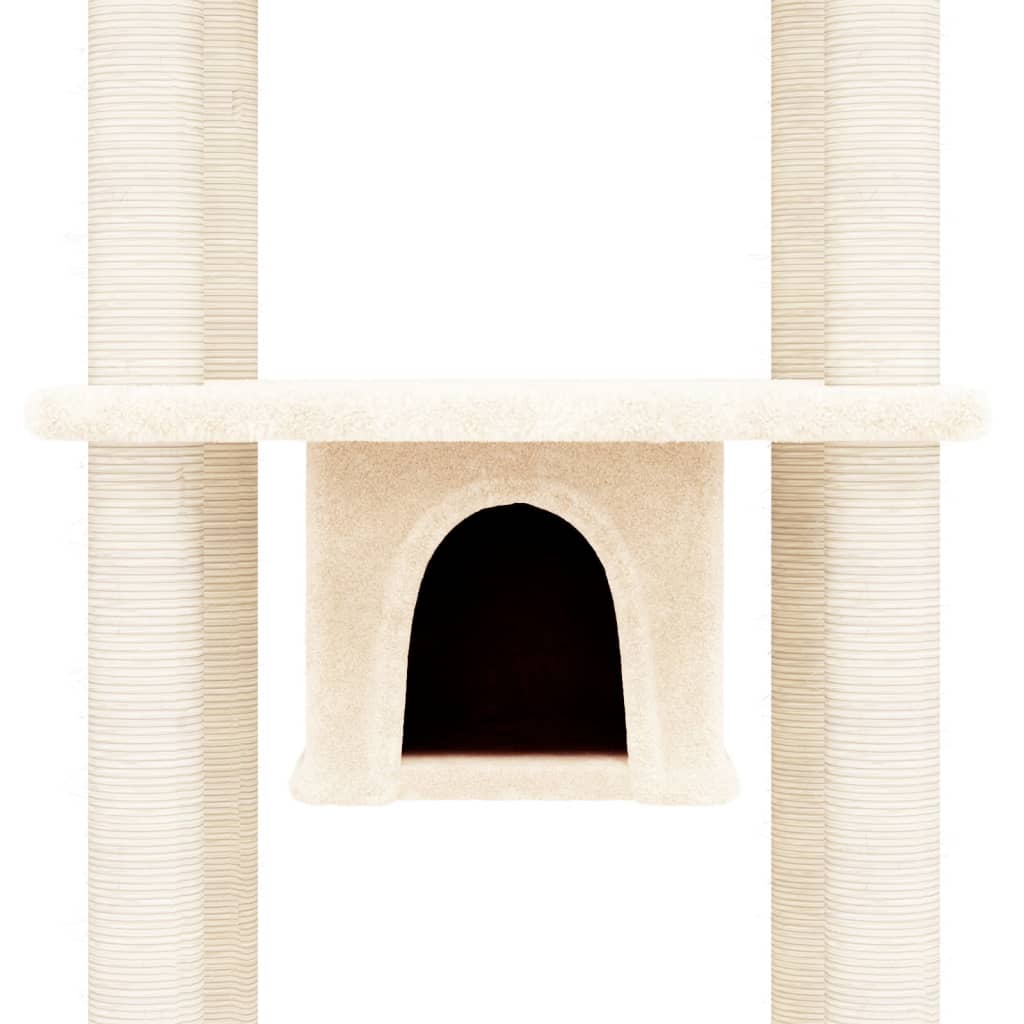 Arbre à chat en bois avec niche avec tunnel – Crème – 169 cm – vue 6