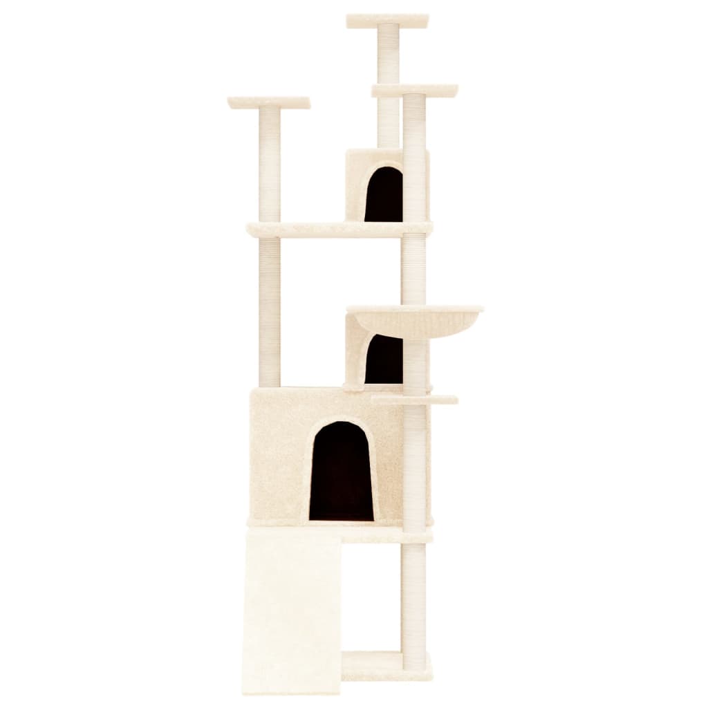 Arbre à chat en bois avec niche avec hamac – Crème – 175 cm – vue 3