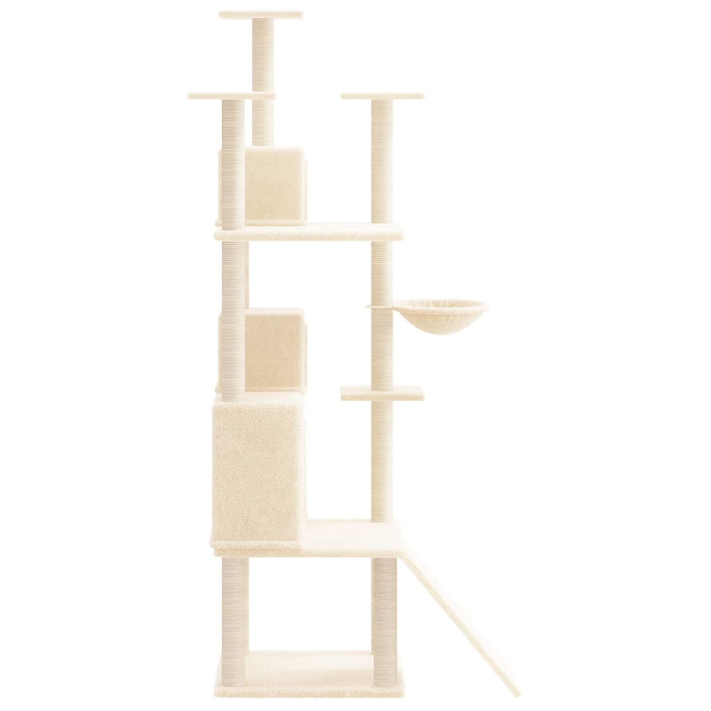 Arbre à chat en bois avec niche avec hamac – Crème – 175 cm – vue 4