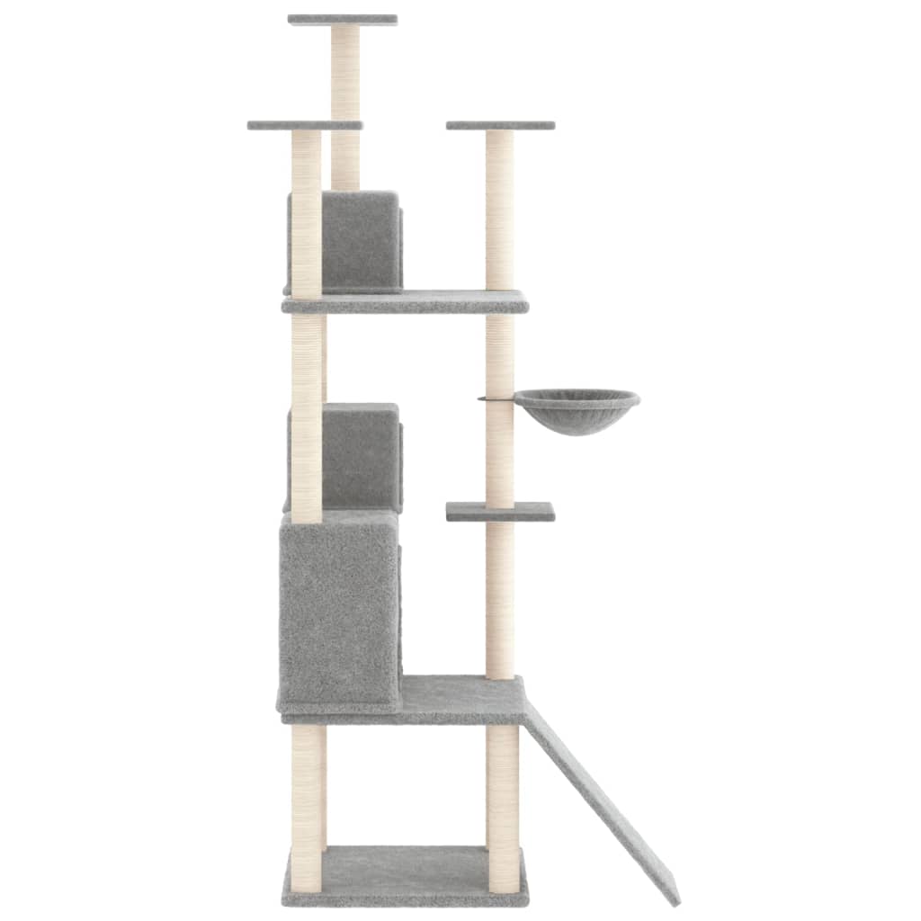 Arbre à chat en bois avec niche avec hamac – Gris clair – 175 cm – vue 4