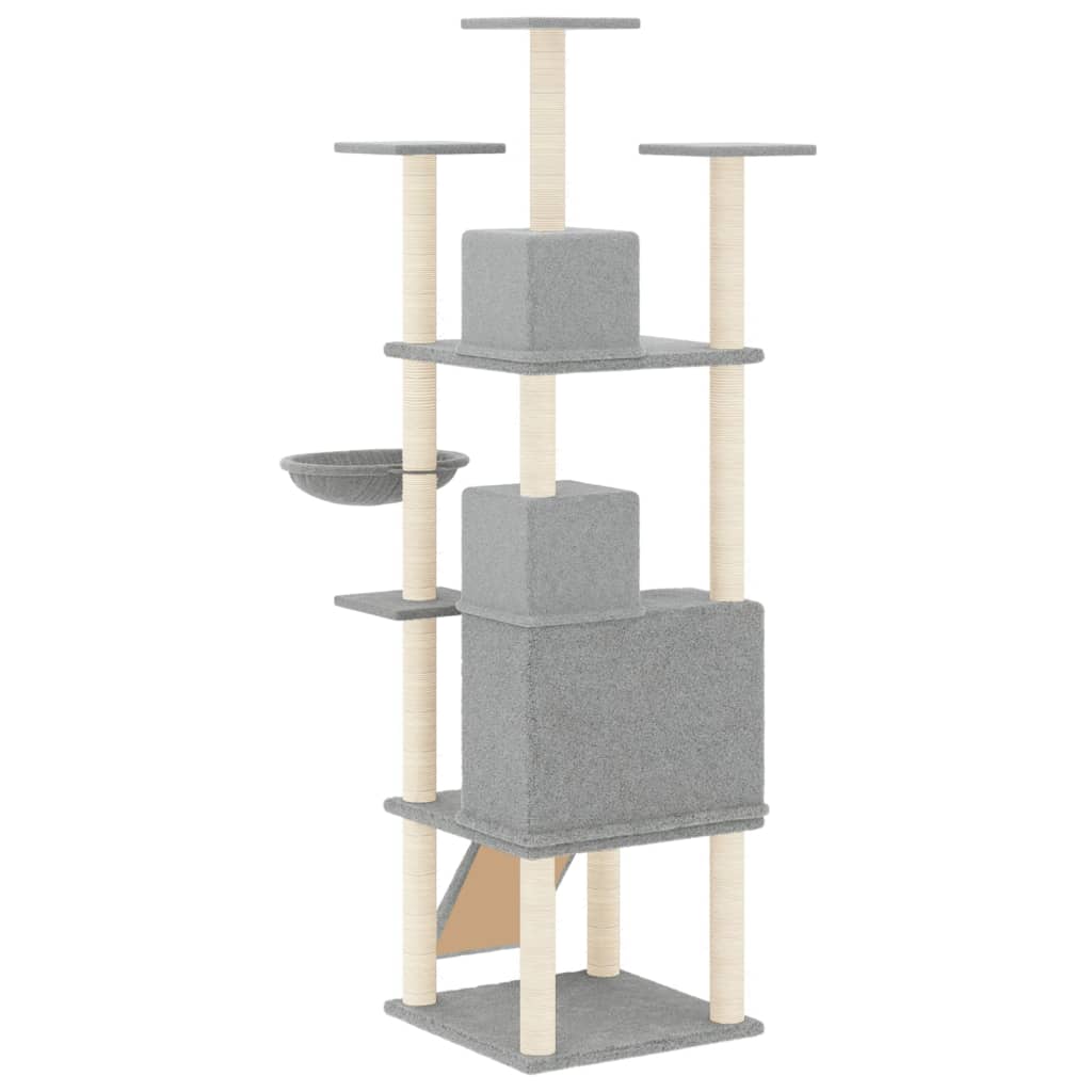 Arbre à chat en bois avec niche avec hamac – Gris clair – 175 cm – vue 5