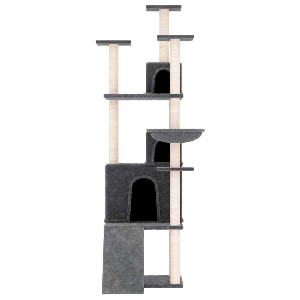 Arbre à chat en bois avec niche avec hamac – Gris foncé – 175 cm – vue 3