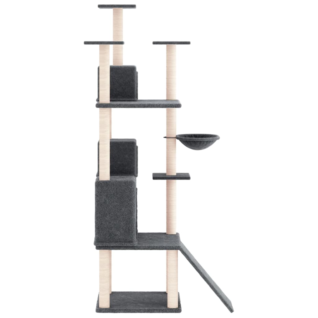 Arbre à chat en bois avec niche avec hamac – Gris foncé – 175 cm – vue 4