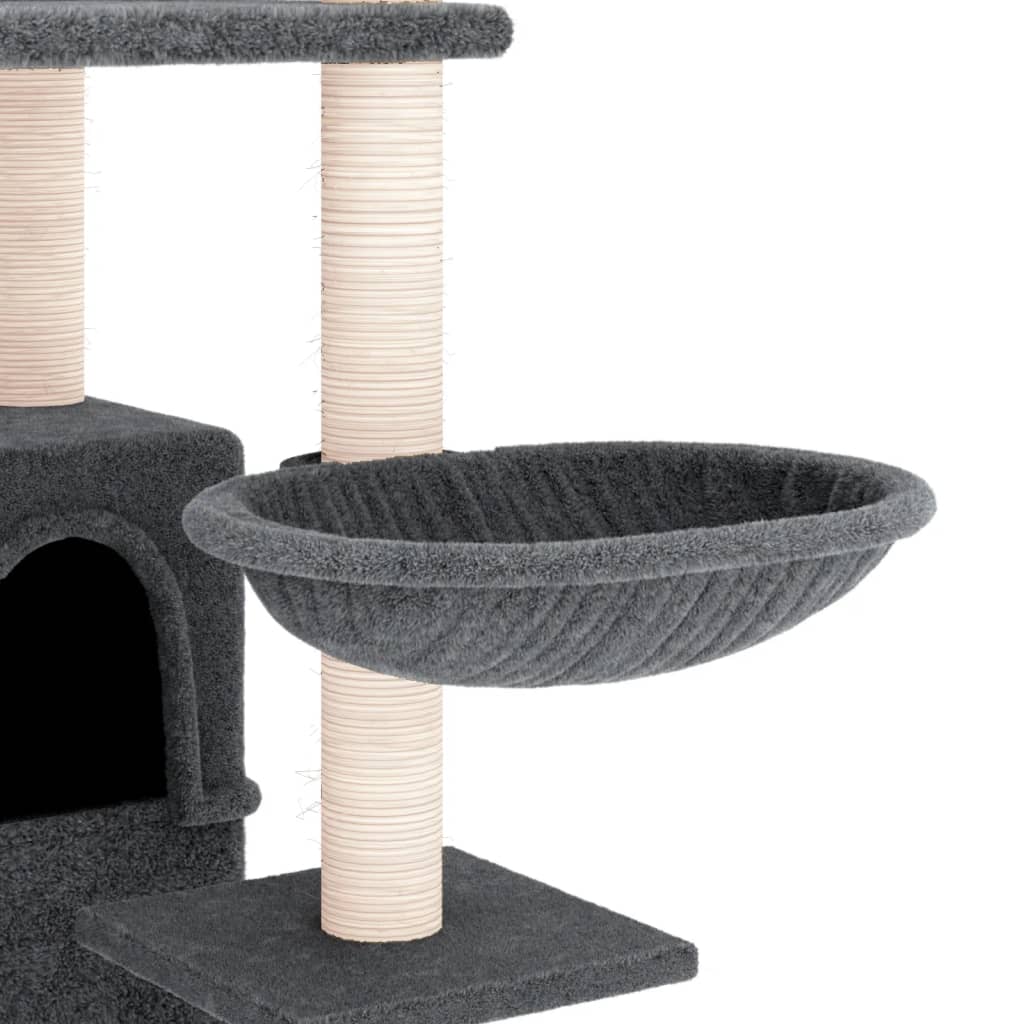 Arbre à chat en bois avec niche avec hamac – Gris foncé – 175 cm – vue 6