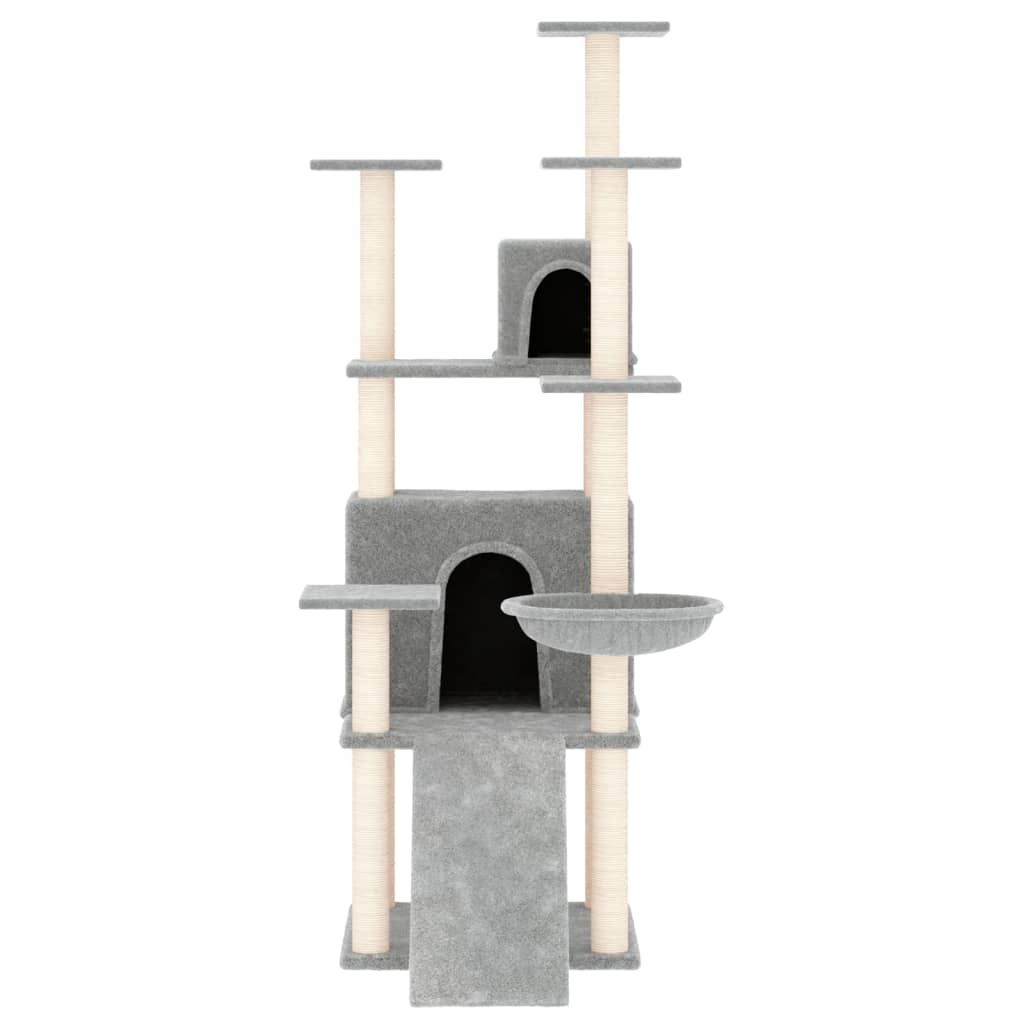 Arbre à chat en bois avec niche avec hamac – Gris clair – 154 cm – vue 3