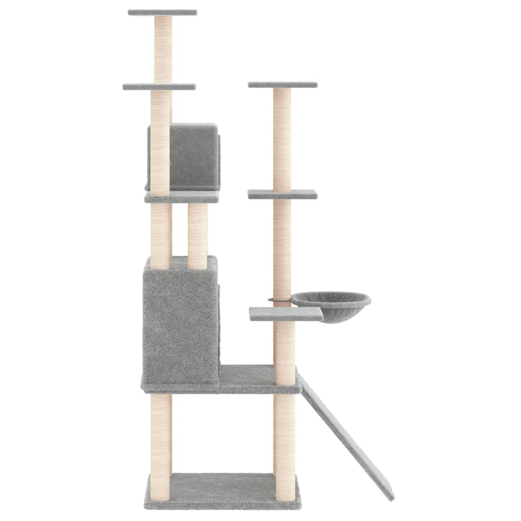 Arbre à chat en bois avec niche avec hamac – Gris clair – 154 cm – vue 4