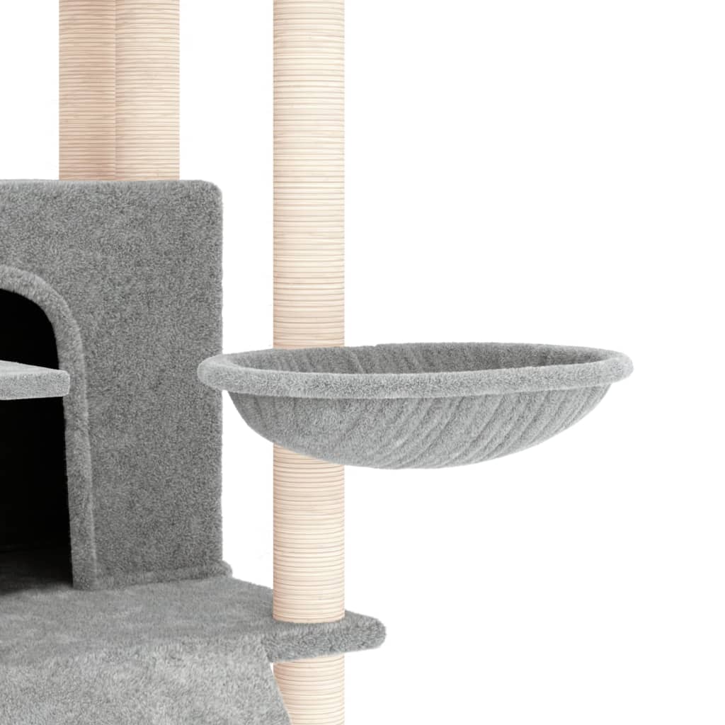 Arbre à chat en bois avec niche avec hamac – Gris clair – 154 cm – vue 6