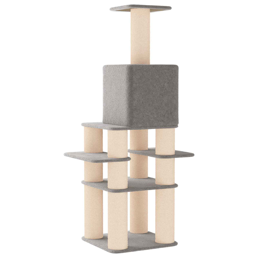 Arbre à chat XXL en bois – Gris clair – 180 cm – vue 6