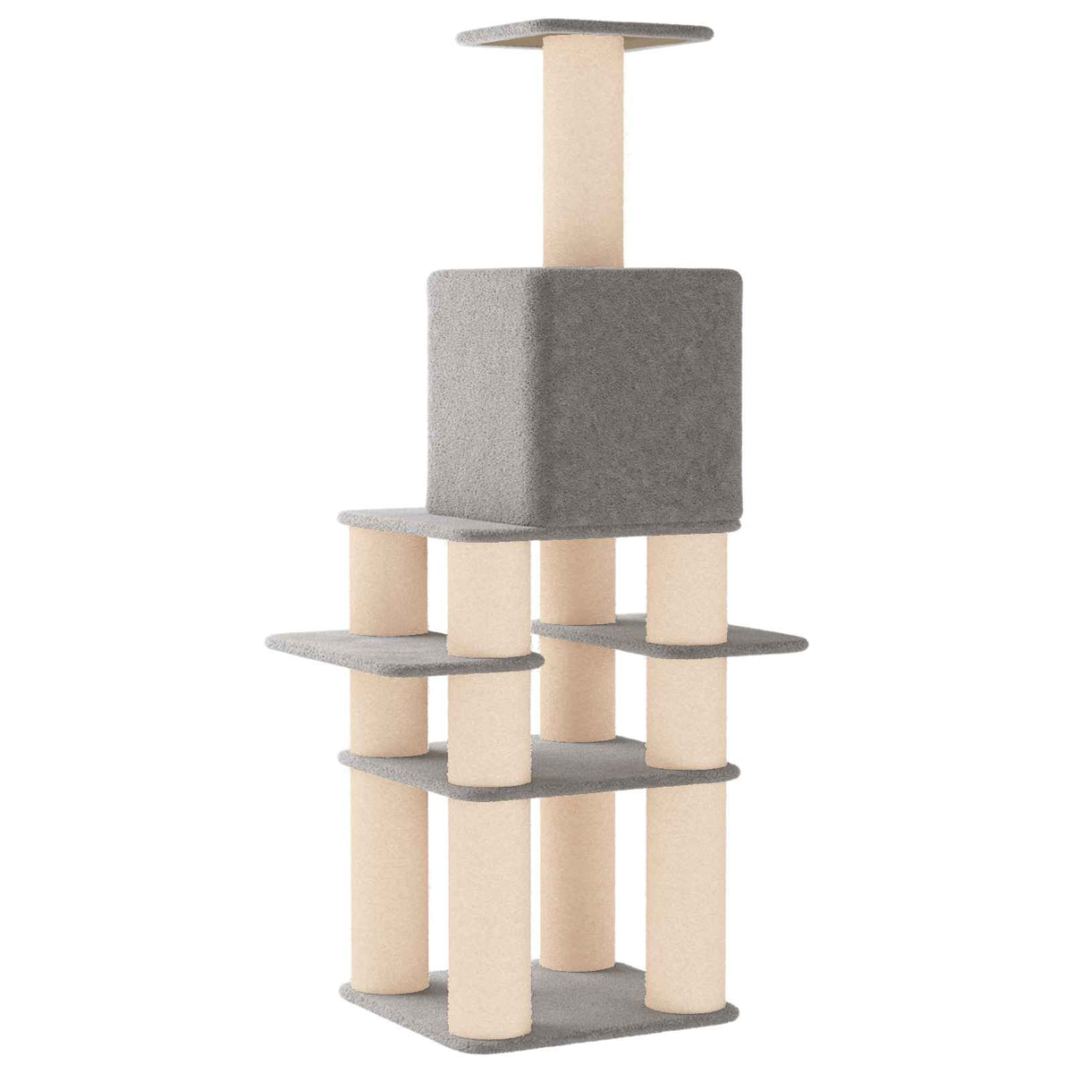 Arbre à chat XXL en bois – Gris clair – 180 cm – vue 6