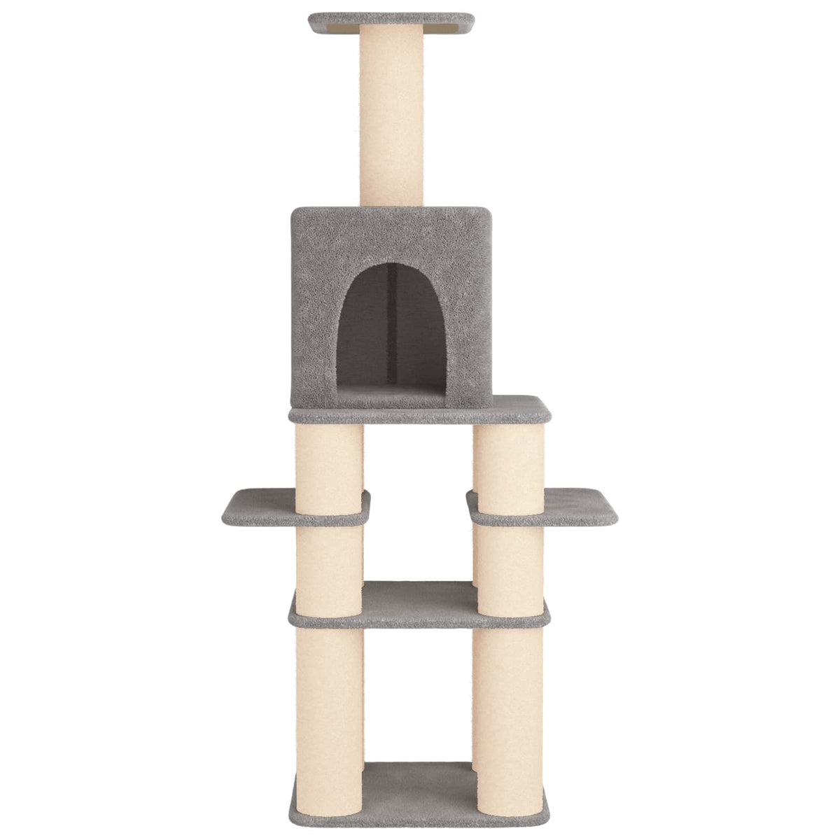 Arbre à chat XXL en bois – Gris clair – 180 cm – vue 4