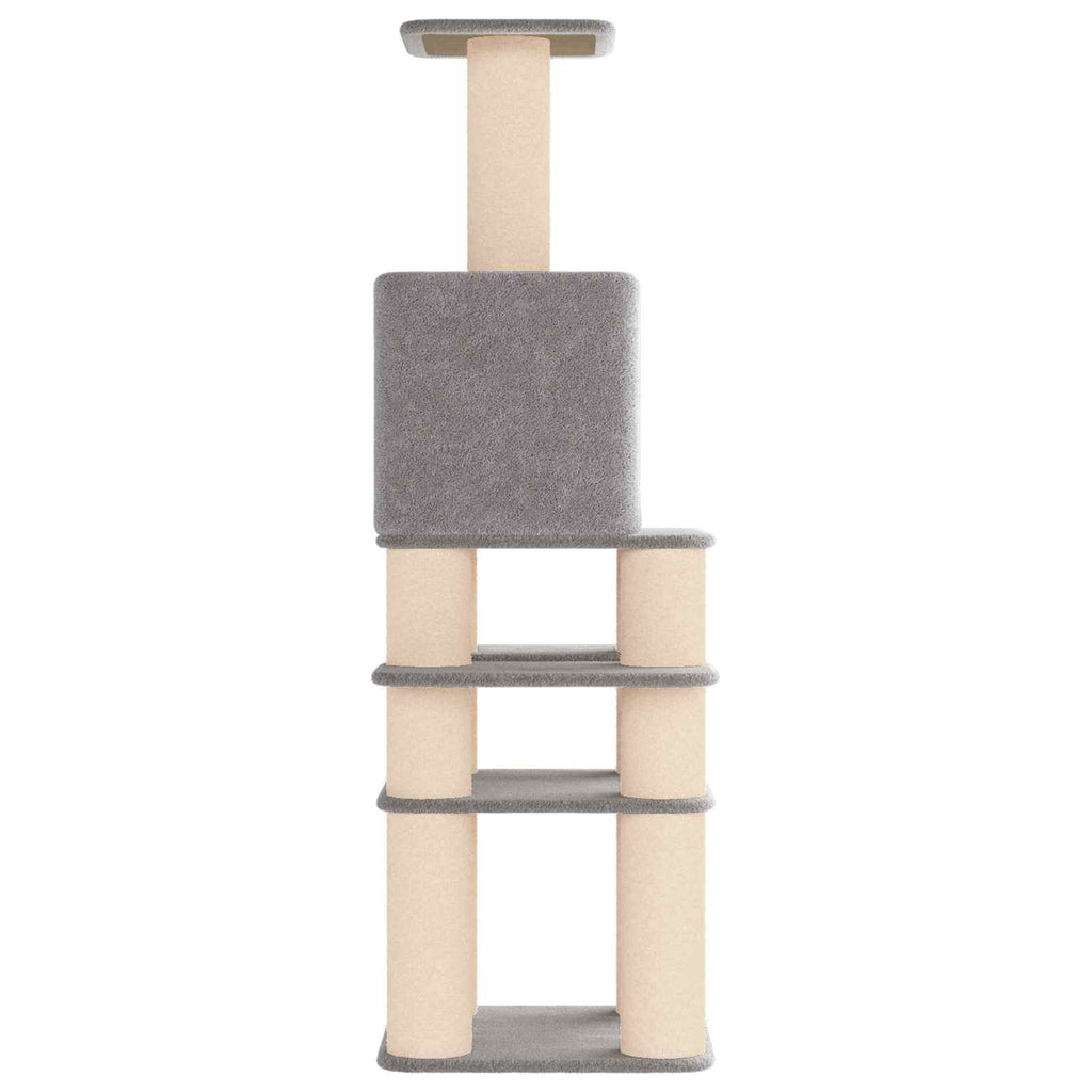 Arbre à chat XXL en bois – Gris clair – 180 cm – vue 5