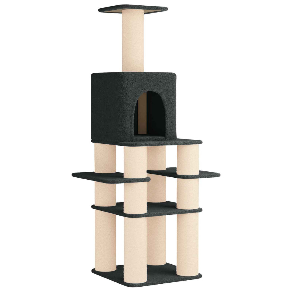 Arbre à chat XXL en bois – Gris foncé – 180 cm – vue 2