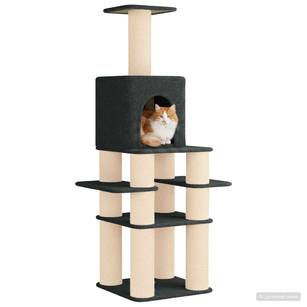 Arbre à chat XXL en bois – Gris foncé – 180 cm – vue 3