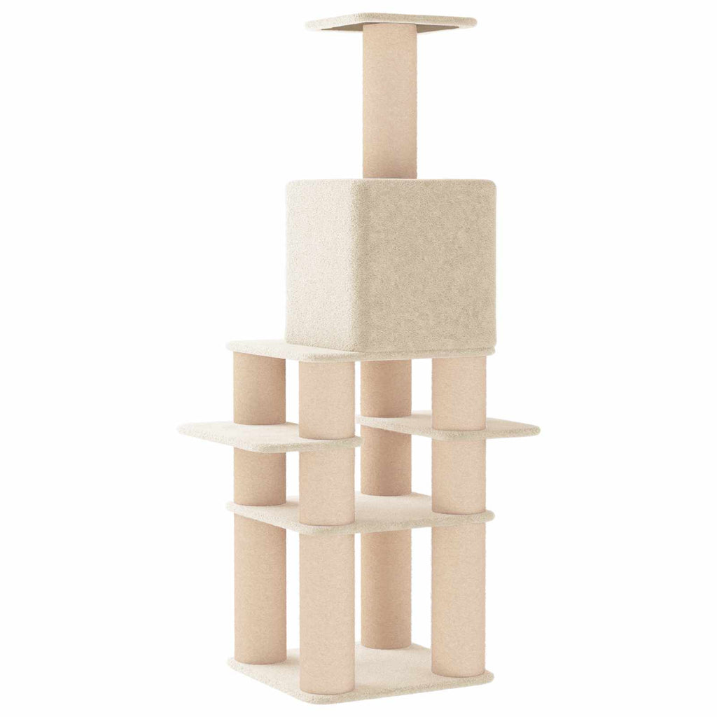 Arbre à chat XXL en bois – Crème – 180 cm – vue 6