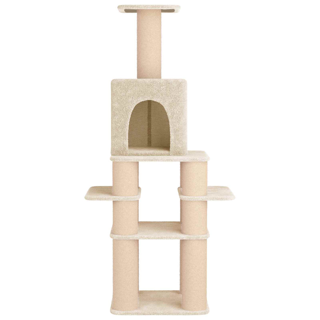 Arbre à chat XXL en bois – Crème – 180 cm – vue 4