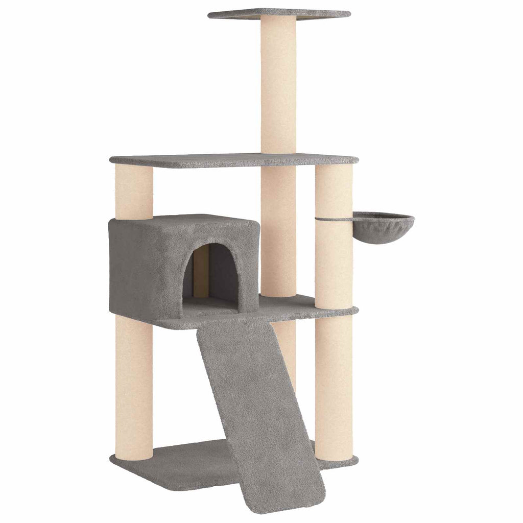 Arbre à chat en bois avec panier – Gris clair – 173 cm – vue 2