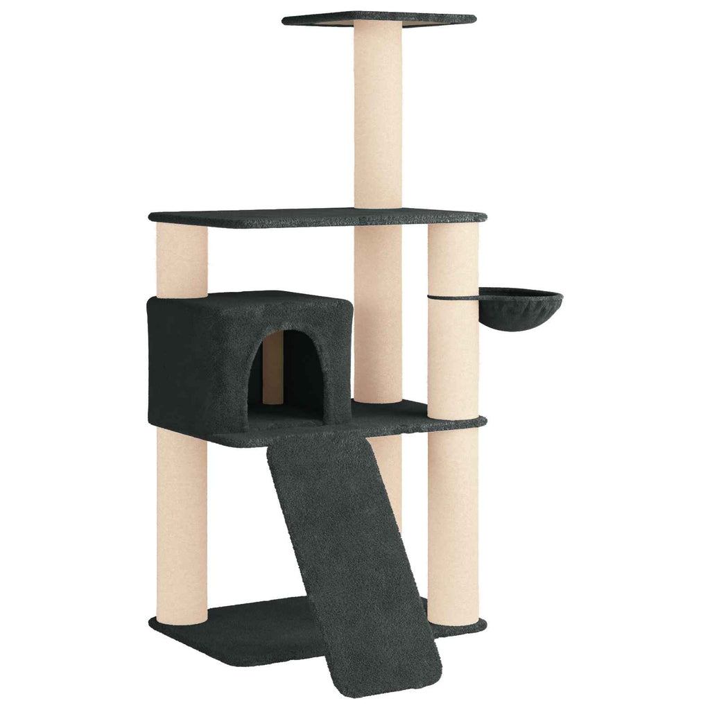 Arbre à chat en bois avec panier – Gris foncé – 173 cm – vue 2