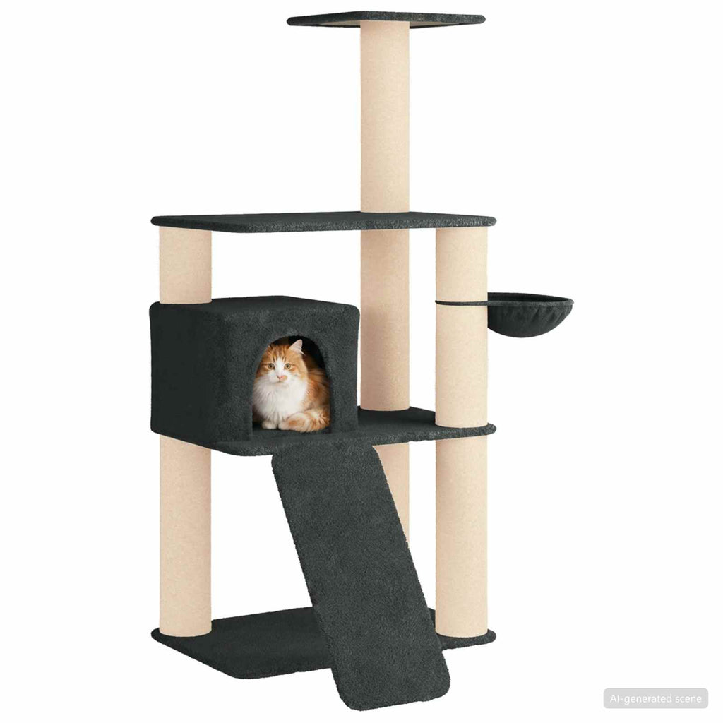 Arbre à chat en bois avec panier – Gris foncé – 173 cm – vue 3