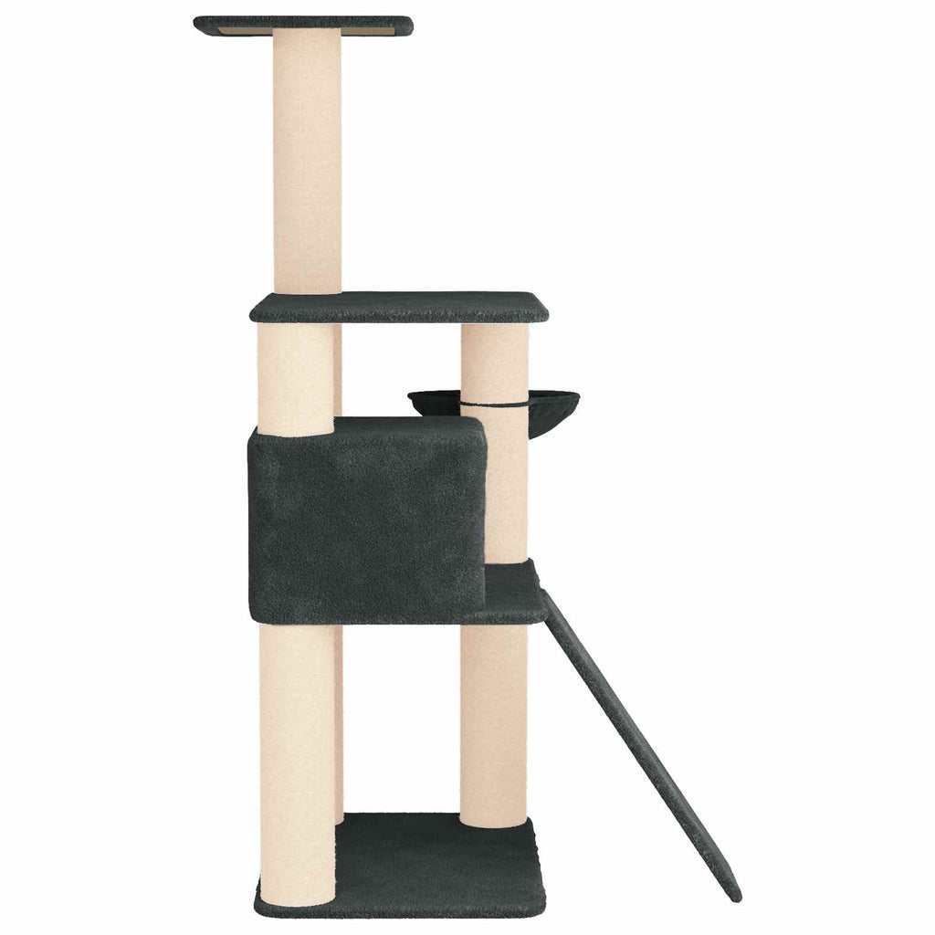 Arbre à chat en bois avec panier – Gris foncé – 173 cm – vue 5