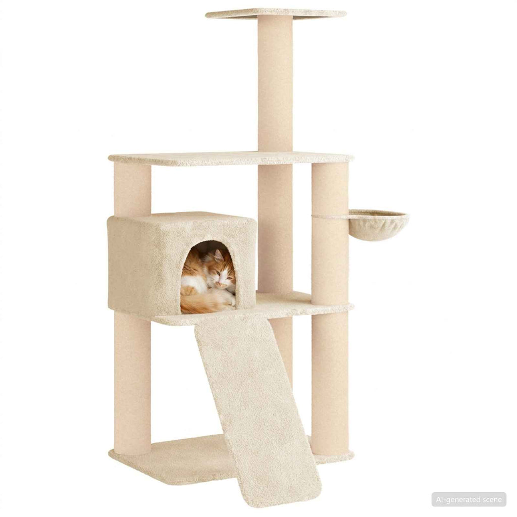 Arbre à chat en bois avec panier – Crème – 173 cm – vue 3