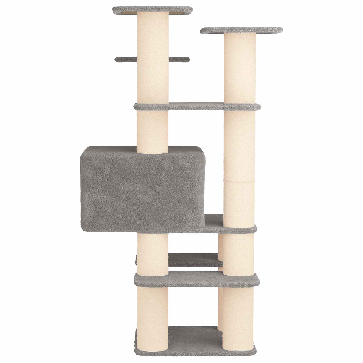Arbre à chat en bois avec niche avec panier – Gris clair – 161 cm – vue 5