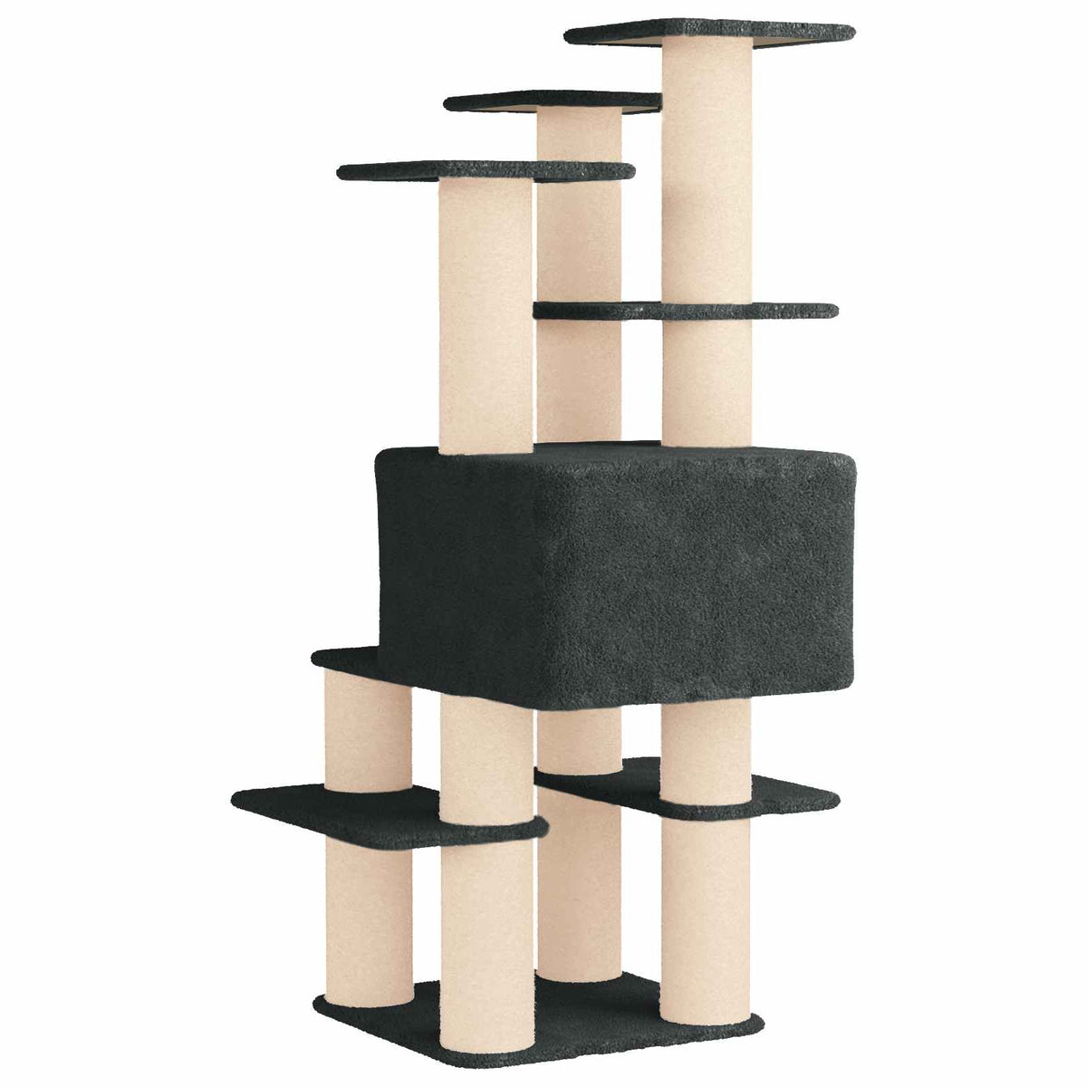 Arbre à chat en bois avec niche avec panier – Gris foncé – 161 cm – vue 6