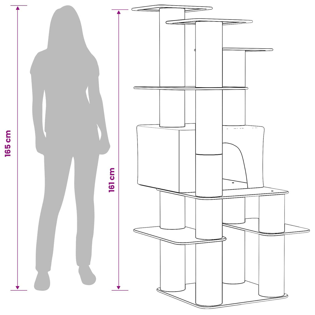 Arbre à chat en bois avec niche avec panier – Gris foncé – 161 cm – vue 9