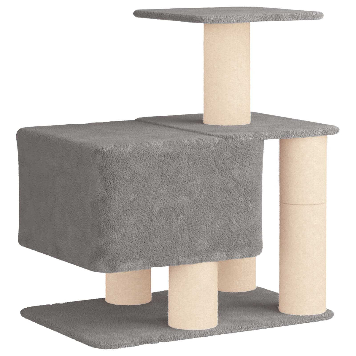 Petit arbre à chat en bois avec panier – Gris clair – 96 cm – vue 6