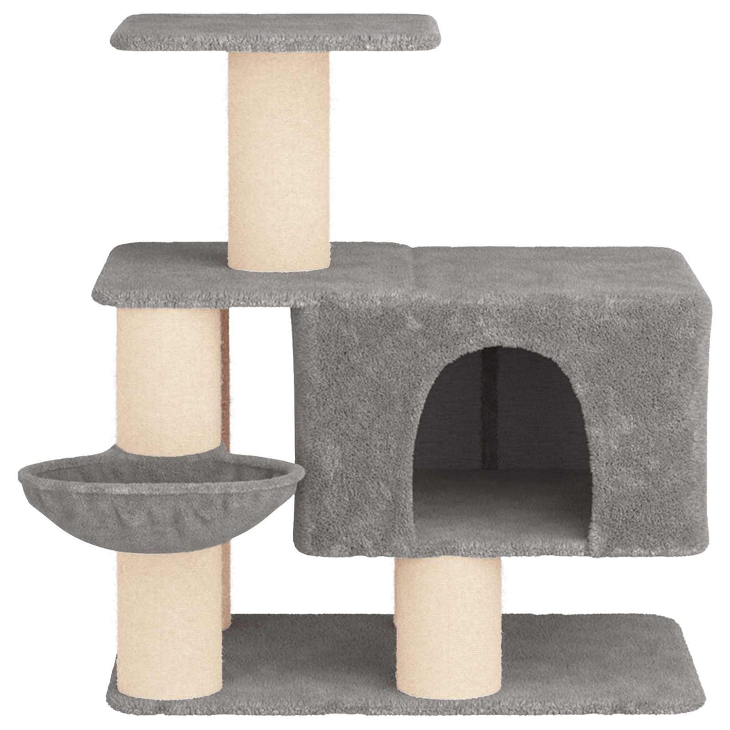 Petit arbre à chat en bois avec panier – Gris clair – 96 cm – vue 4