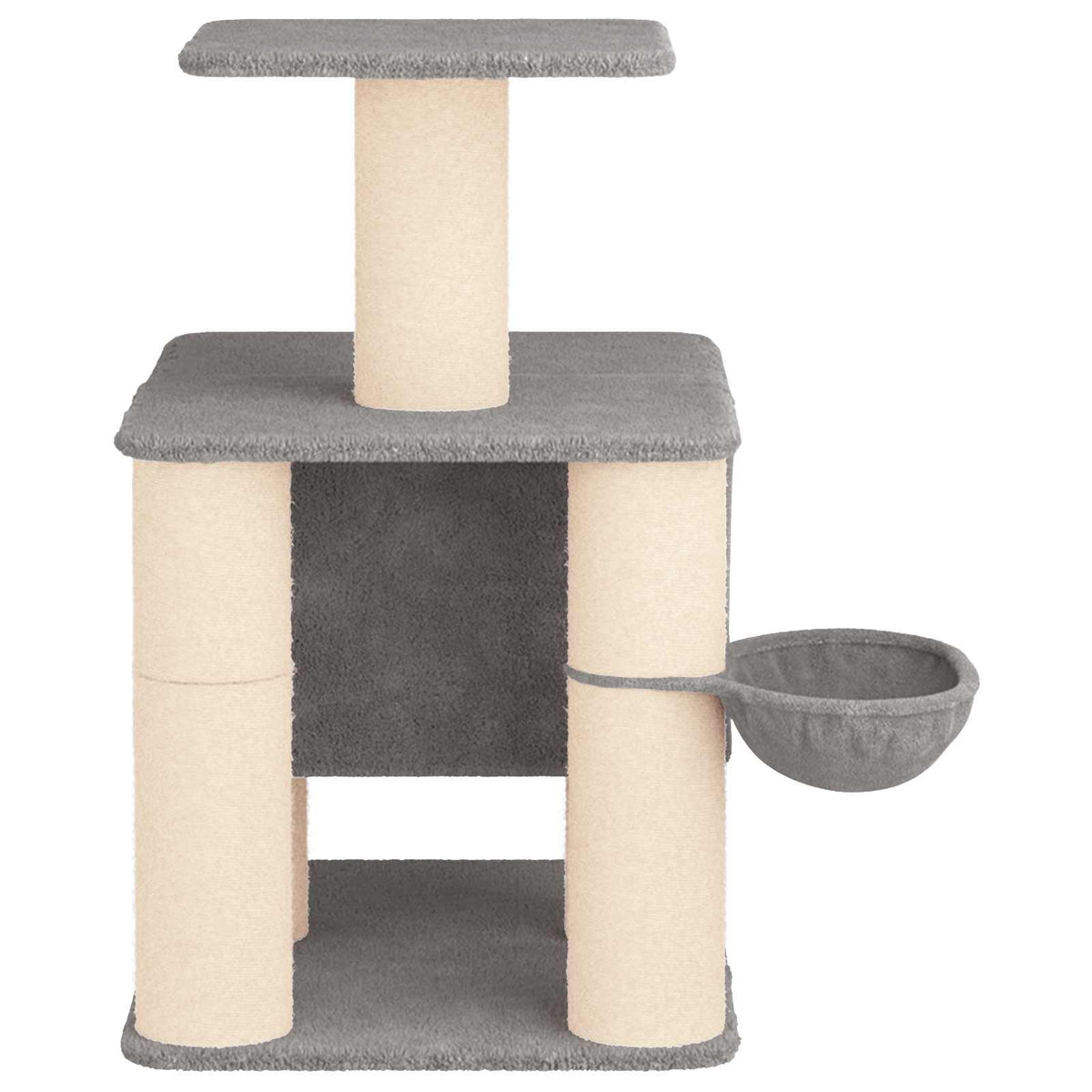 Petit arbre à chat en bois avec panier – Gris clair – 96 cm – vue 5