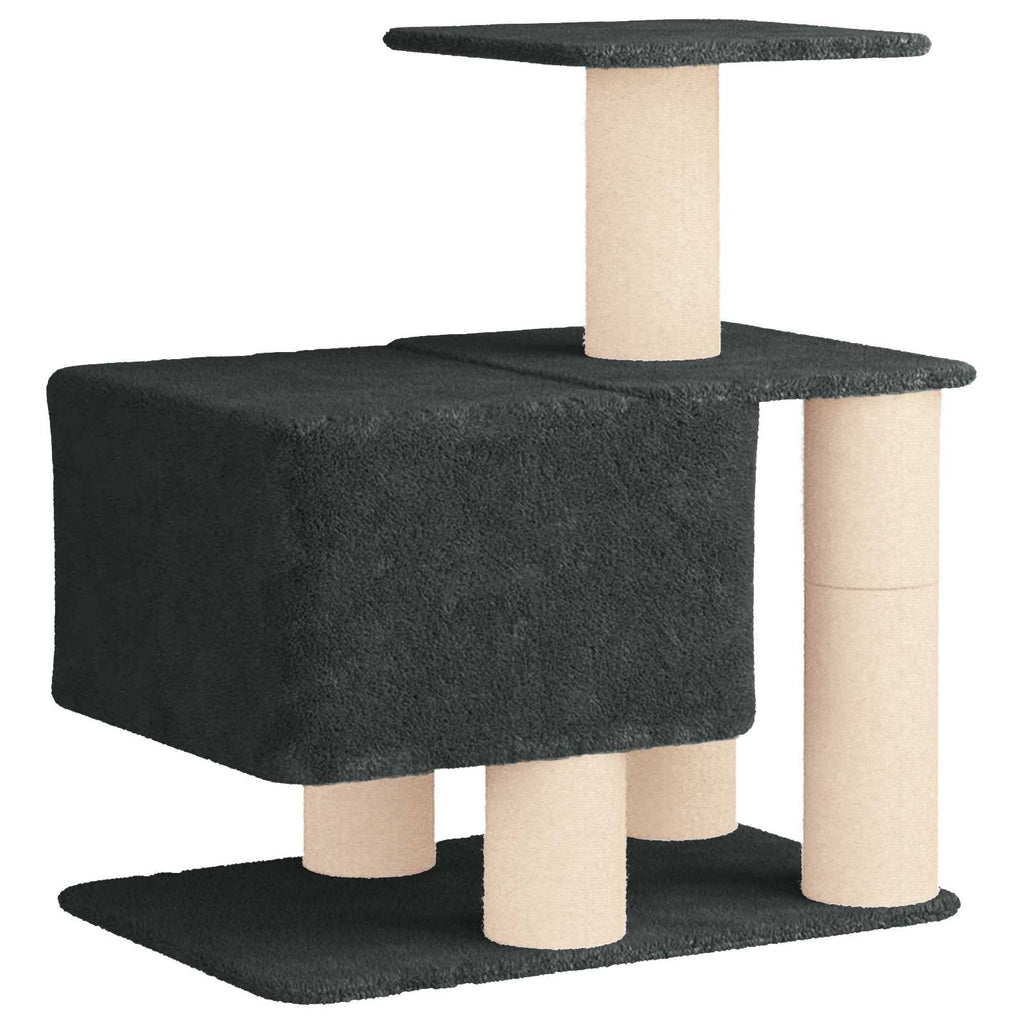 Petit arbre à chat en bois avec panier – Gris foncé – 96 cm – vue 6