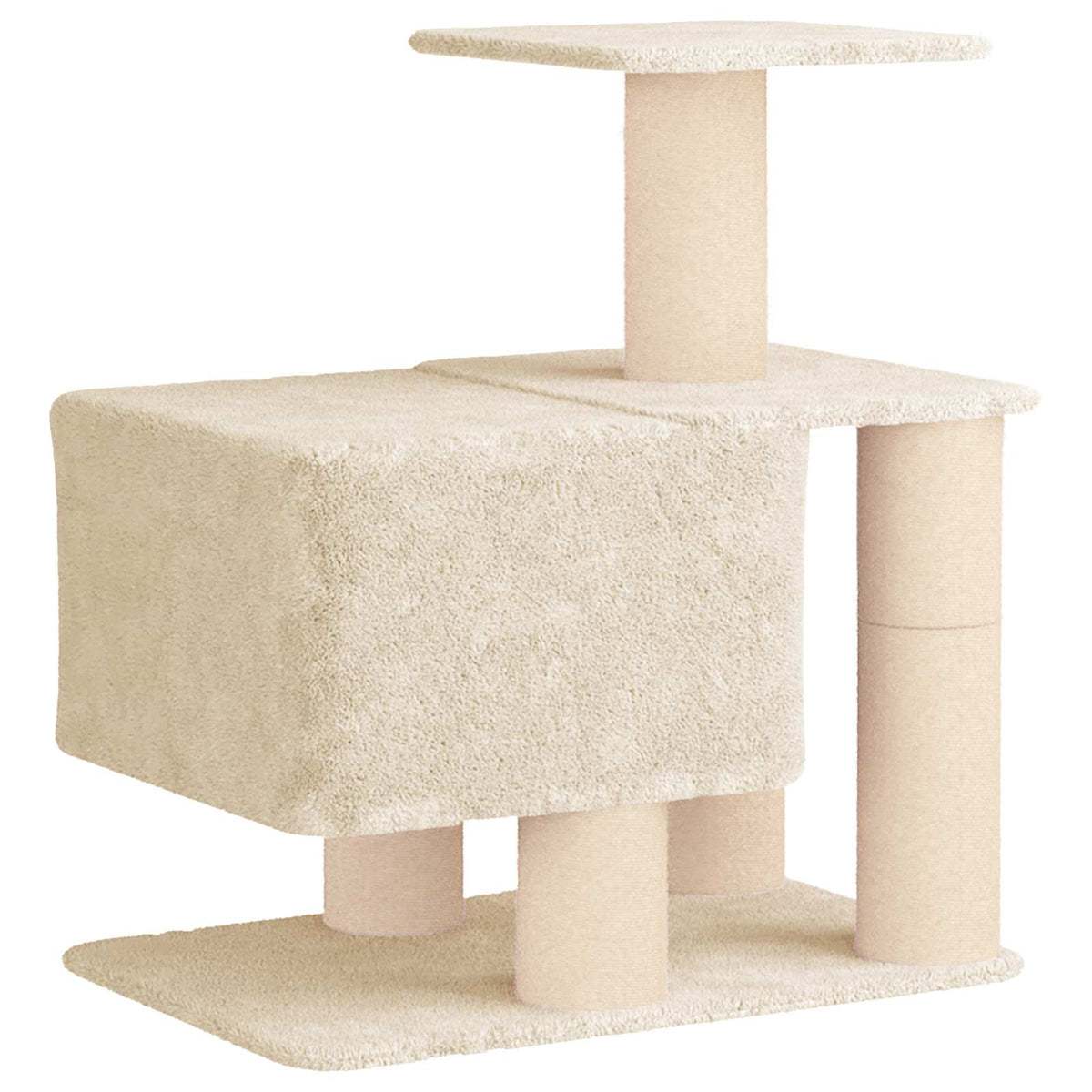 Petit arbre à chat en bois avec panier – Crème – 96 cm – vue 6