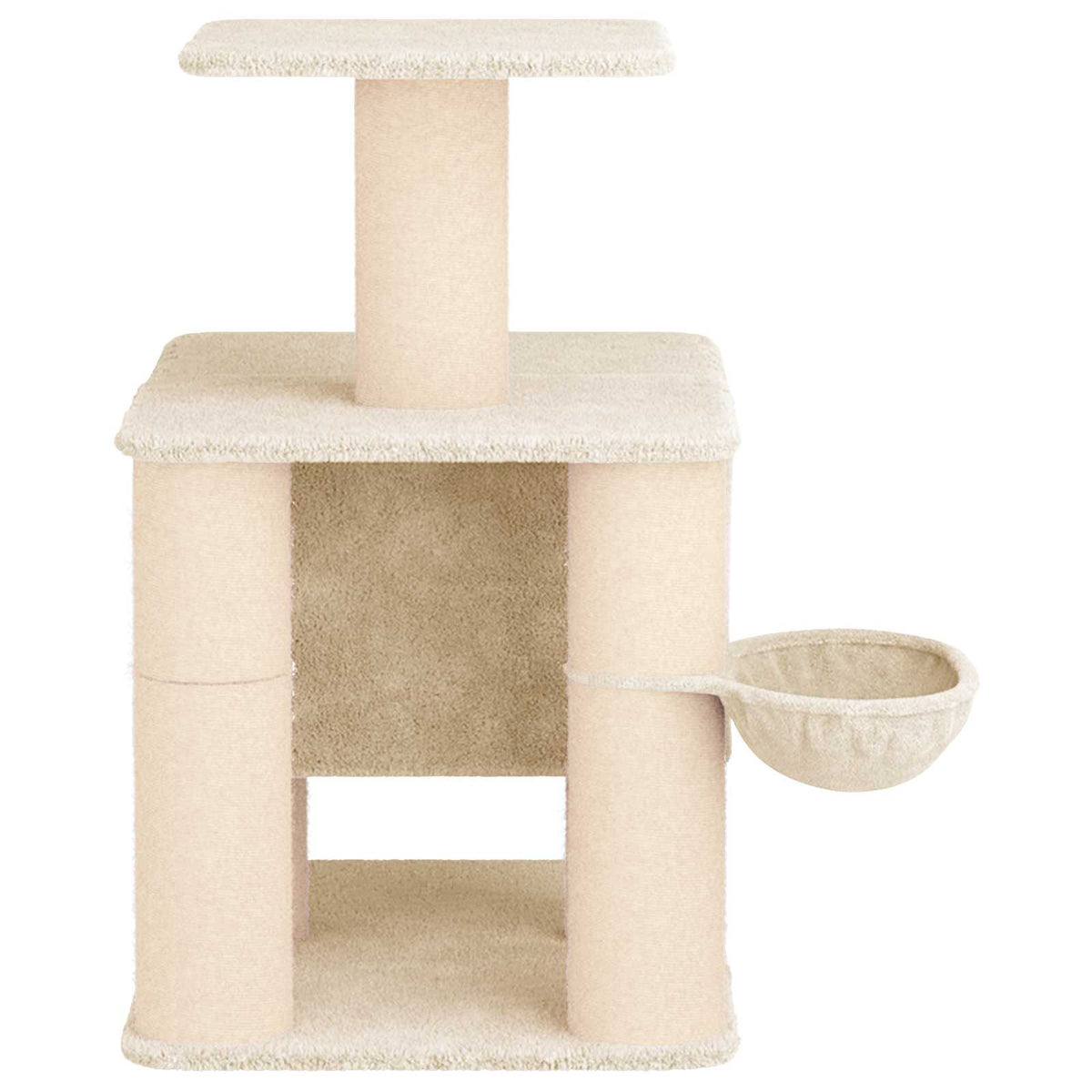 Petit arbre à chat en bois avec panier – Crème – 96 cm – vue 5