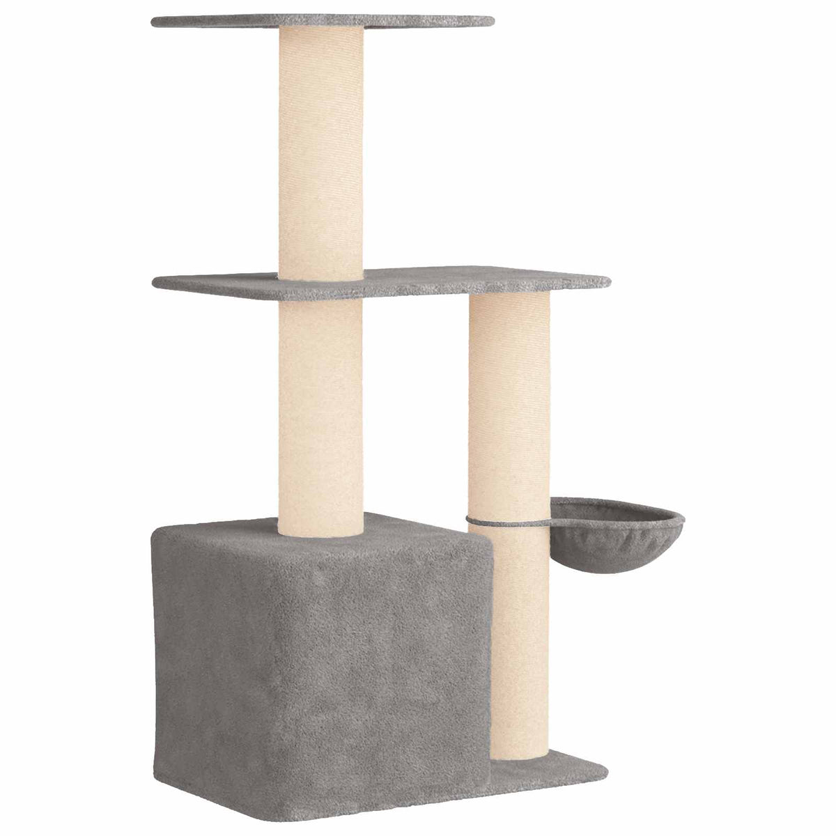 Arbre à chat en bois avec niche avec panier – Gris clair – 133 cm – vue 6