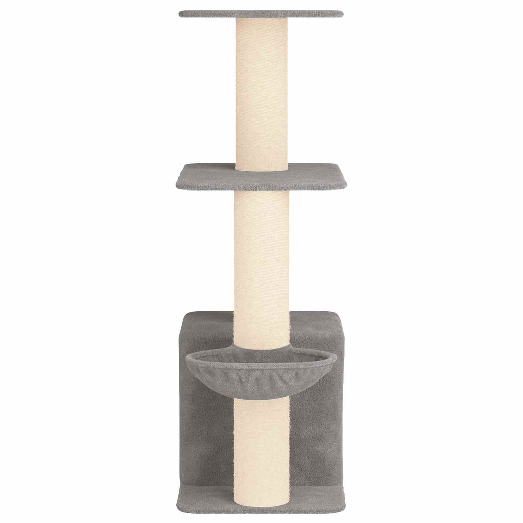 Arbre à chat en bois avec niche avec panier – Gris clair – 133 cm – vue 5