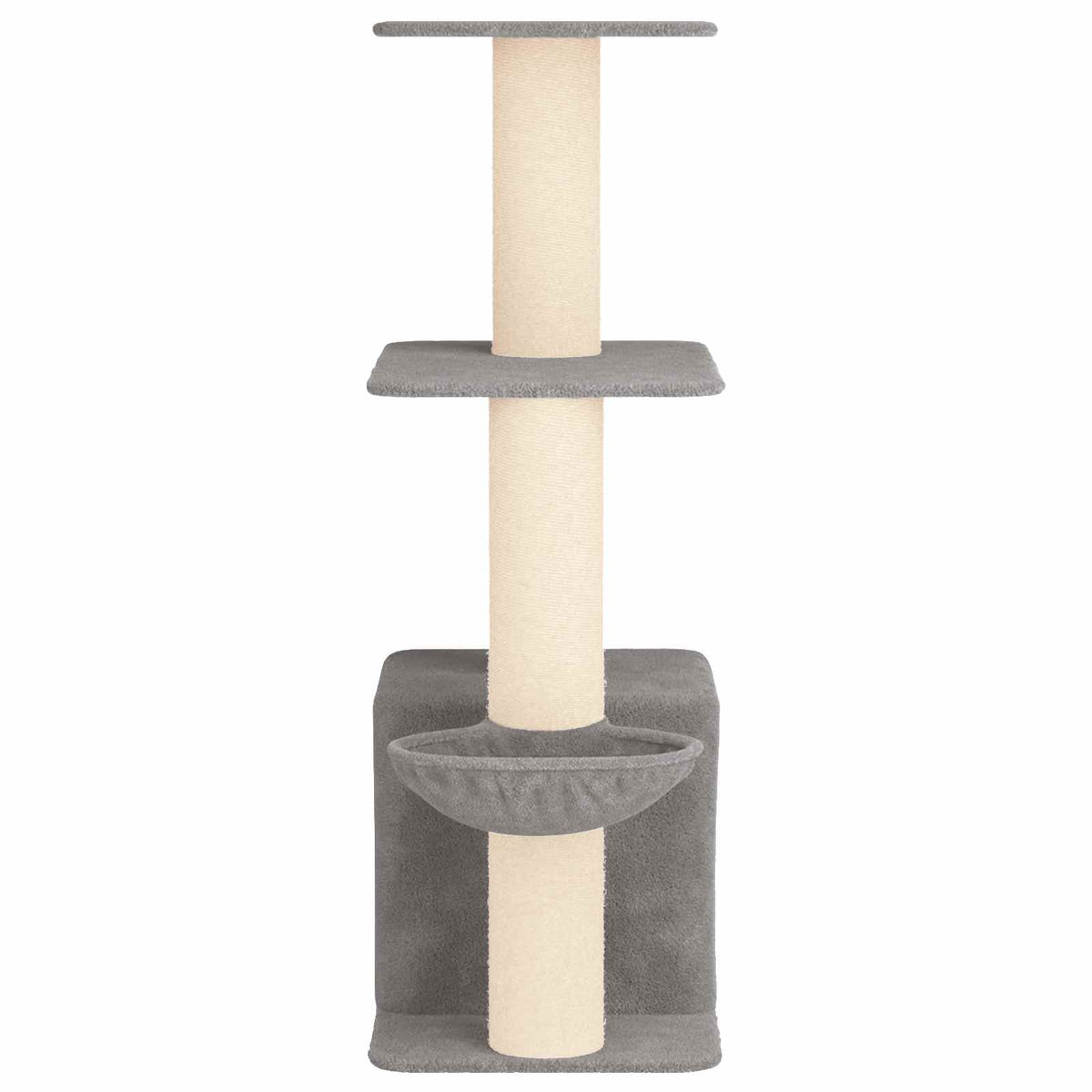 Arbre à chat en bois avec niche avec panier – Gris clair – 133 cm – vue 5