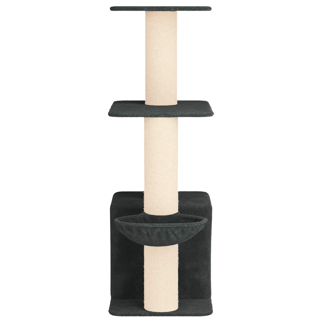 Arbre à chat en bois avec niche avec panier – Gris foncé – 133 cm – vue 5