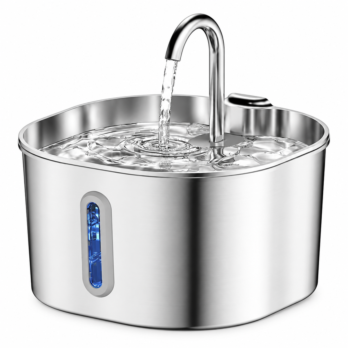 Fontaine à eau sans fil pour chat 2,2 L en inox – 4 filtres